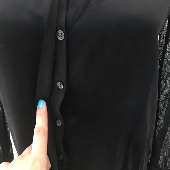 Equipment black silk lace long sleeve blouse small - Picture 5 of 11